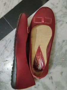 Burgundy Ballet Flats with Bow
