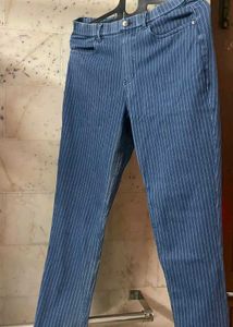 Stripped Navy Blue Jeggings From Go Colours