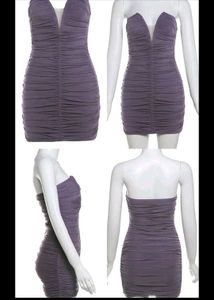 (Purple ruched mini micro dress)