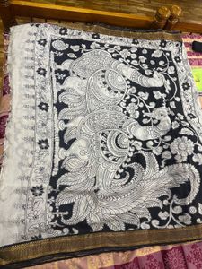 Jungle Printed Kalamkari Saree With Blouse