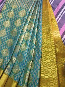Green Colour Fancy Pattu Saree With Mild Green Colur Border