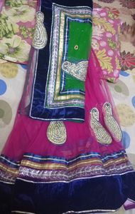 lengha saree with attached palla with blouse