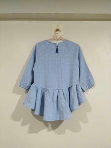 Blue Checkered Peplum Top