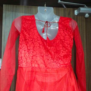 Elegant Red Embroidered Dress
