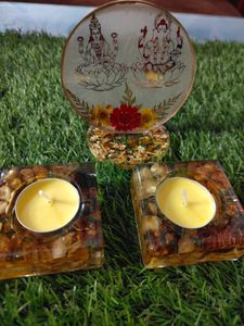 Resin Art Diwali Showpiece Pc 2 Beautiful Candles