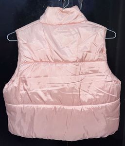 Peachy Pink Cropped Puffer Vest