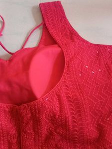 Red Embroidered Blouse
