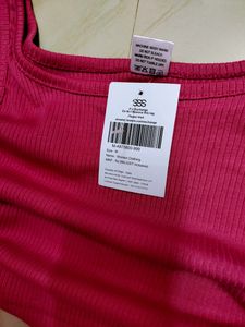 Magenta PinkRib Crop Top  With Price Tag
