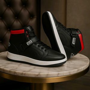 Black & Red High-Top Sneakers