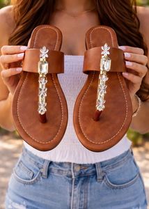 Brown Jeweled stone  Thong Sandals