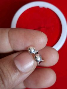Red Garnet Stud Earrings Silver