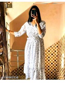 Floral Print White Dress