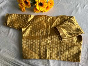 Gold Brocade Blouse - Button Front