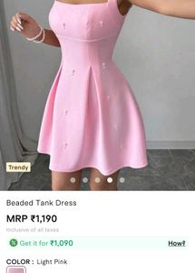 Pink Beaded Tank Dress (Size S)