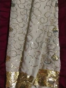 Over All Body Work White Fancy Saree