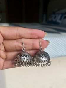 Oxidized Silver Jhumkas