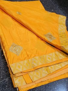 Yellow Saree With Attached Blouse