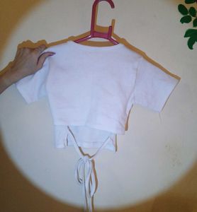 White Cropped Tee
