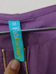 Purple Fit &amp; Flare Dress With Dupatta
