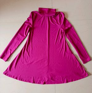 SHEIN TURTLE NECK MAGENTA MINI DRESS