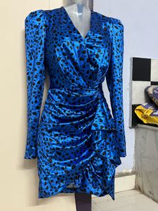 Pintrest Padded Blue Animal Print Dress