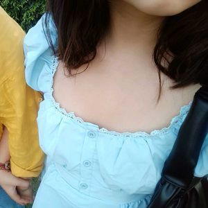 Savana Light Blue Gathered Top