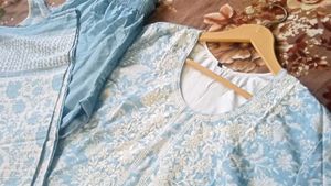Sky Blue Embroidered Suit