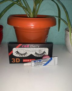 Red Cherry Eyelash With Glue And Plum Sheer Matte Day Cream