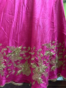 Pink Embroidered Lehenga Skirt With Crop top
