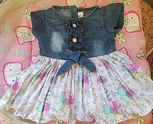 Denim & Floral Baby Dress