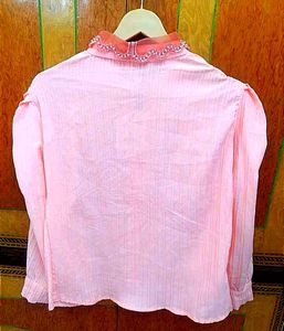 Coral Pink Button-Down Top