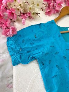 Blue Hakoba Peplum Top