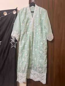Mint Green Embroidered Kurta