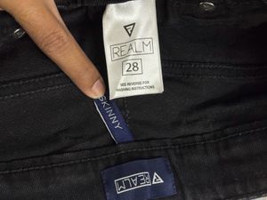 REALM Black Jeans with Side Stripe