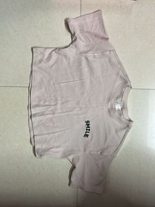 Pink 'Smile' Graphic Crop Top