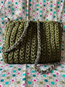 Green Crochet Crossbody Bag