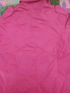 Red Embellished Button-Down Shirt