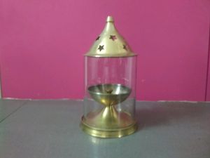 Brass Diya With Glass Shield Used And New Stainless Steel Deep Fryer