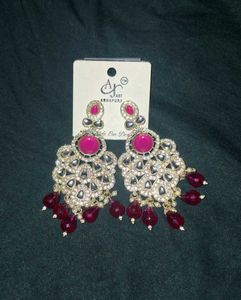Statement Ruby &amp; Gold Earrings
