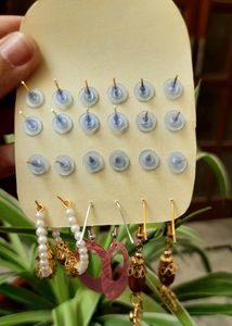 12 Pairs Of Dainty Antique Gold Studs &amp; Earrings