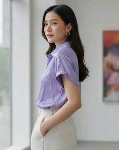 Lavender Button-Down Top