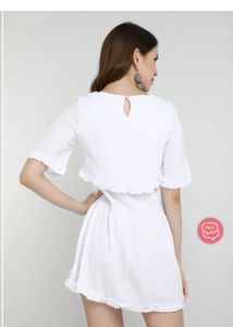 Shrink White Ruffle Dress