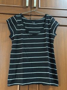 Gap - Women Striped Black T-shirt