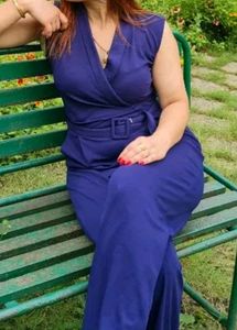 Zenday Casual Solid Blue Jumpsuit