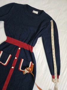 Retro Style Navy Knit Dress bust 34/36