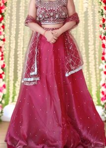 Burgundy Embellished Lehenga Set