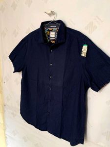Navy Blue Patterned Shirt