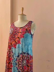 Boho Print Sleeveless Maxi Dress