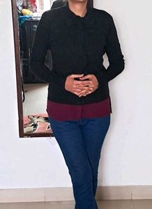 Black Soft Sweater With Blue Shimmers