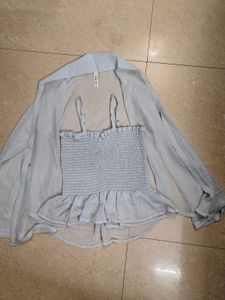 Cute Blue Top & Shrug Set